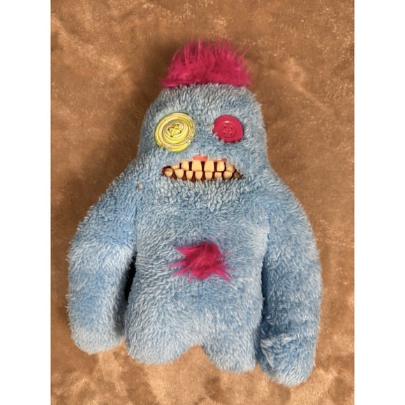 Zuru Other - ZURU Fuggler Funny Ugly Monster Blue Plush Pink Hair Button Eyes Teeth 2024